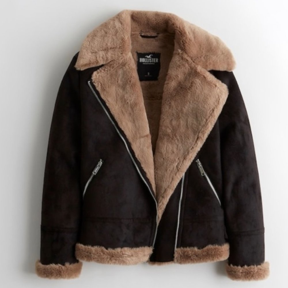 Hollister Faux Shearling Cozy Biker Jacket XL
